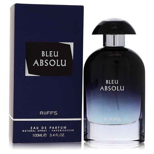 Riiffs Bleu Absolu Eau De Parfum spray 3.4 oz for men and unisex, featuring a sleek bottle design and elegant fragrance.