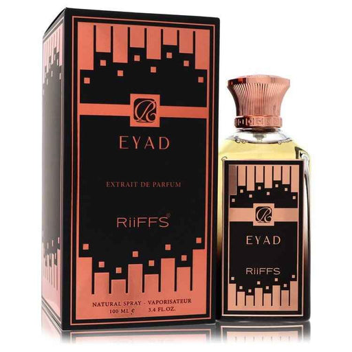 Riiffs Eyad unisex parfum spray 3.4 oz bottle, stylish design, showcasing the fragrance's elegant packaging and sleek shape.