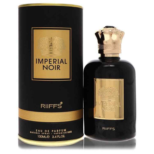 Imperial Noir men's Eau De Parfum spray by Riiffs, 3.4 oz bottle with sleek black packaging and elegant design.