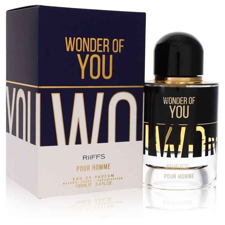 Riiffs Wonder Of You Eau De Parfum Spray for Men, 3.4 oz, featuring sleek bottle design and masculine fragrance.