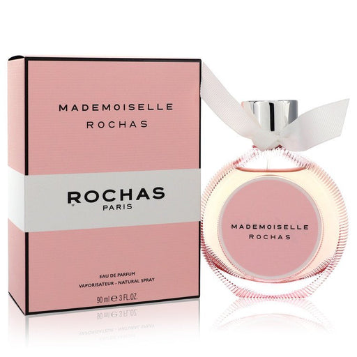 Mademoiselle Rochas Eau De Parfum Spray 3 oz bottle with elegant design, showcasing the brand Rochas for women.