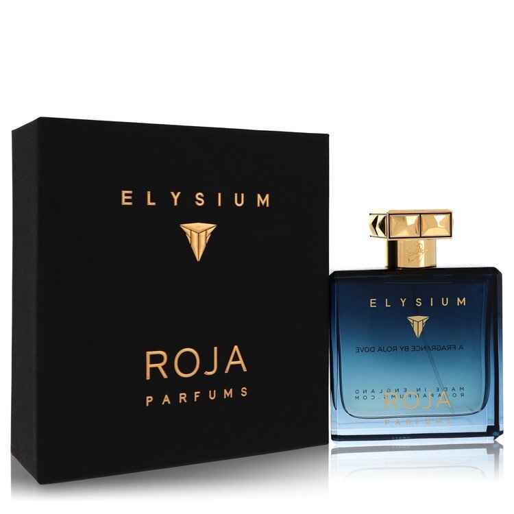 Elysium Pour Homme by Roja Parfums Extrait De Parfum spray, 3.4 oz, featuring a sleek bottle for men's fragrance.