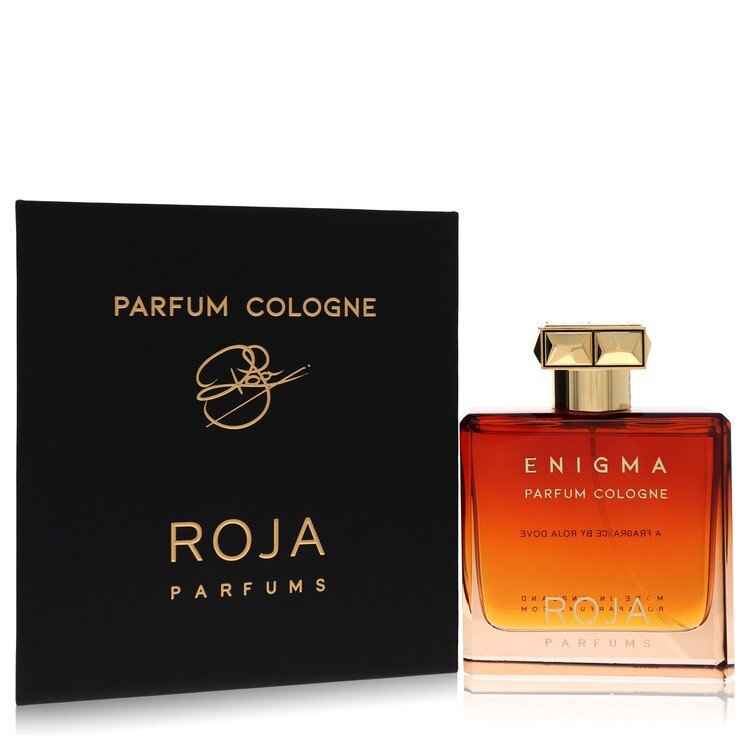 Enigma by Roja Parfums extrait de parfum spray for men, 3.4 oz bottle with elegant packaging and fragrance details in the image.