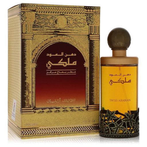 Dehn El Oud Malaki Eau De Parfum Spray by Swiss Arabian, 3.4 oz bottle with elegant design for men.