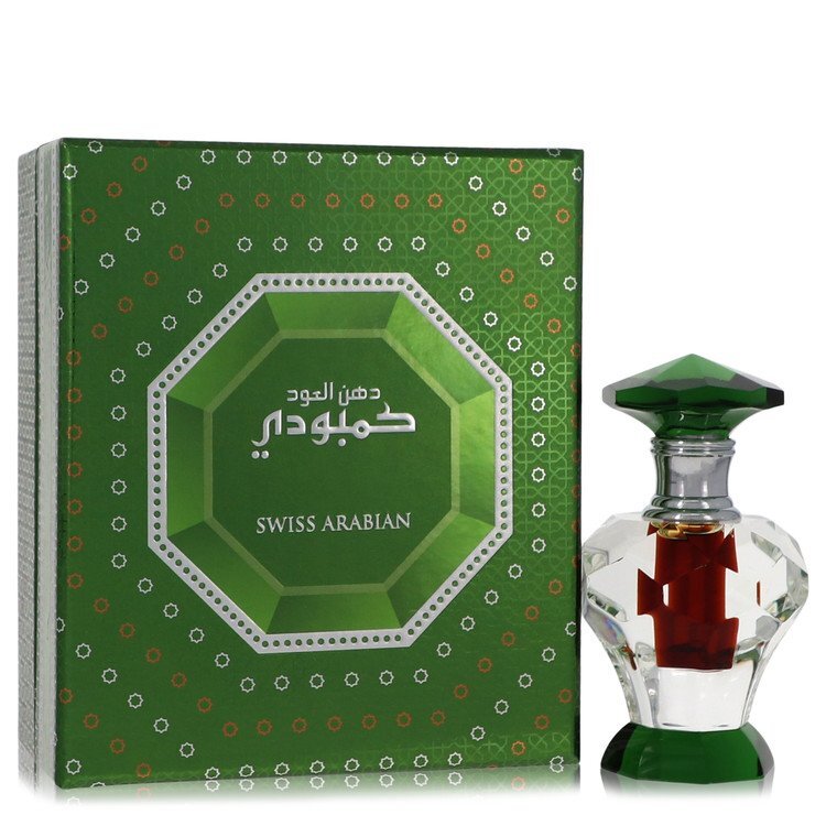 Dood Cambodi attar by Swiss Arabian in a 0.1 oz bottle, showcasing elegant floral and woody notes.