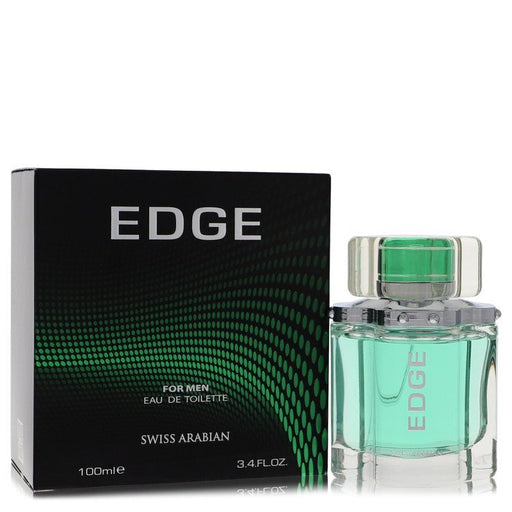 Edge by Swiss Arabian Eau De Toilette spray for men, 3.4 oz bottle, with sleek packaging and masculine branding.