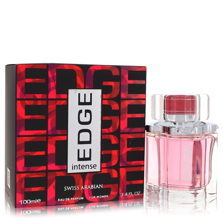 Edge Intense Swiss Arabian Eau De Parfum Spray for Women, 3.4 oz bottle, with elegant packaging and floral fragrance details