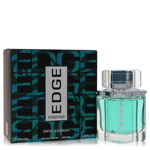 Edge Intense by Swiss Arabian men's Eau De Toilette spray, 3.4 oz bottle with sleek design and brand logo visible.