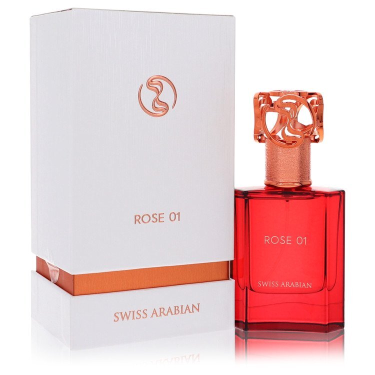 Swiss Arabian Rose 01 Eau De Parfum spray for men and women, 1.7 oz bottle with elegant floral rose scent.