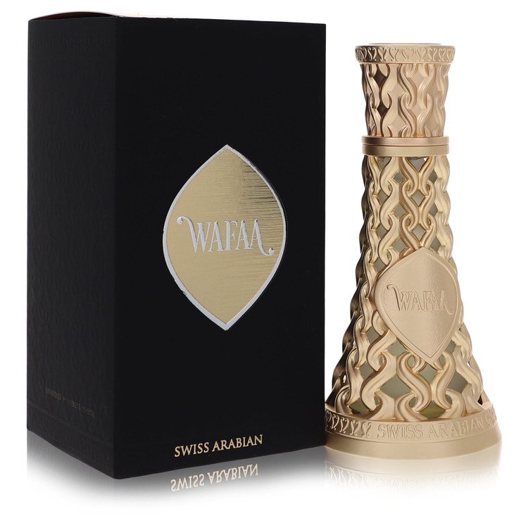 Wafaa Eau De Parfum spray by Swiss Arabian, 1.7 oz, for men and women, elegant perfume bottle with gold accents