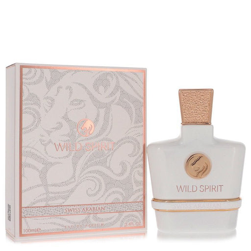 Wild Spirit by Swiss Arabian 3.4 oz Eau De Parfum Spray for women in elegant bottle with floral design.
