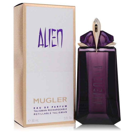 Refillable 3 oz Thierry Mugler Alien Eau De Parfum spray for women, featuring a sleek, modern bottle design.
