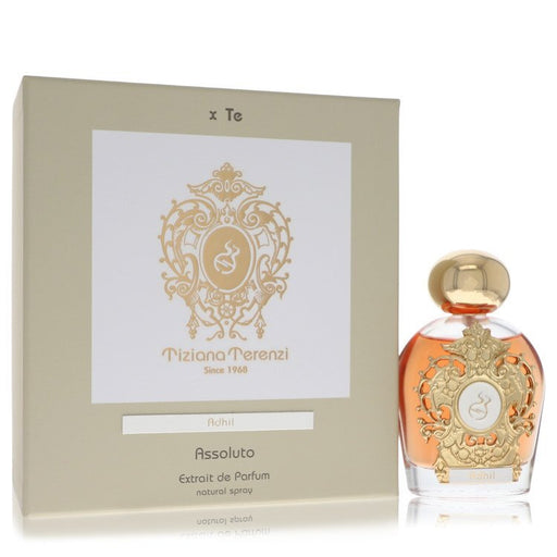 Adhil by Tiziana Terenzi extrait de parfum spray, 3.38 oz, featuring elegant packaging for women and unisex use.