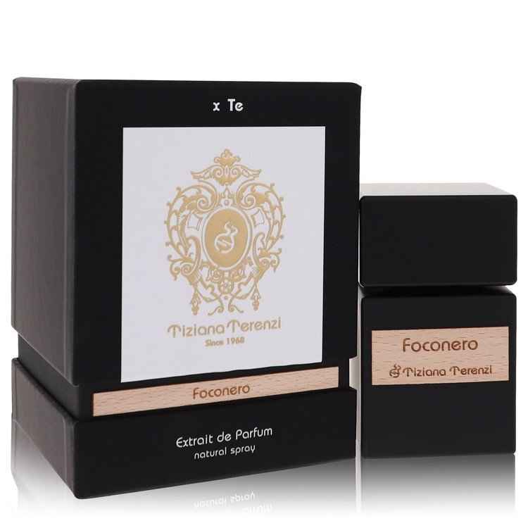 Tiziana Terenzi Foconero Extrait De Parfum spray bottle for women and unisex, 3.38 oz, with elegant fragrance packaging.
