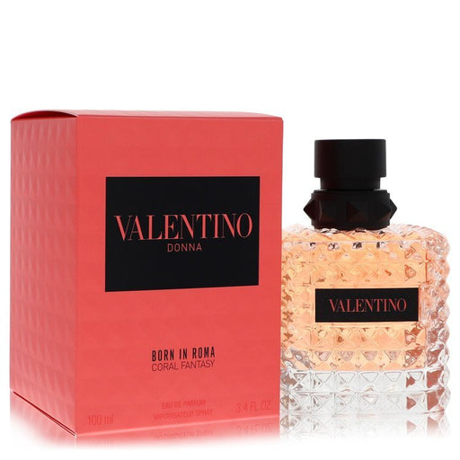 Valentino Donna Born in Roma Coral Fantasy Eau De Parfum Spray 3.4 oz in elegant bottle with coral accents.