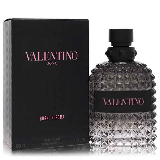 Valentino Uomo Born In Roma Eau De Toilette spray for men, 3.4 oz bottle with sleek design and Valentino branding.