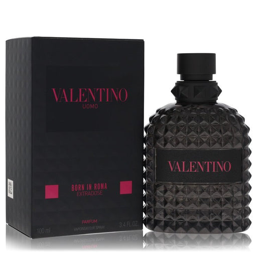 Valentino Uomo Born In Roma Extradose perfume spray for men, 3.4 oz, featuring sleek bottle design and elegant branding.