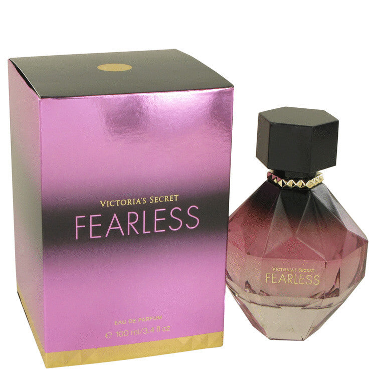 Victoria's Secret Fearless Eau De Parfum spray for women, 3.4 oz bottle, elegant fragrance with a sleek design.