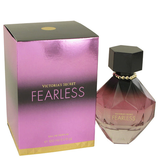Victoria's Secret Fearless Eau De Parfum spray for women, 3.4 oz bottle, elegant fragrance with a sleek design.