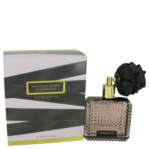 Victoria's Secret Scandalous Eau De Parfum Spray 3.4 oz bottle with elegant design and floral fragrance notes.