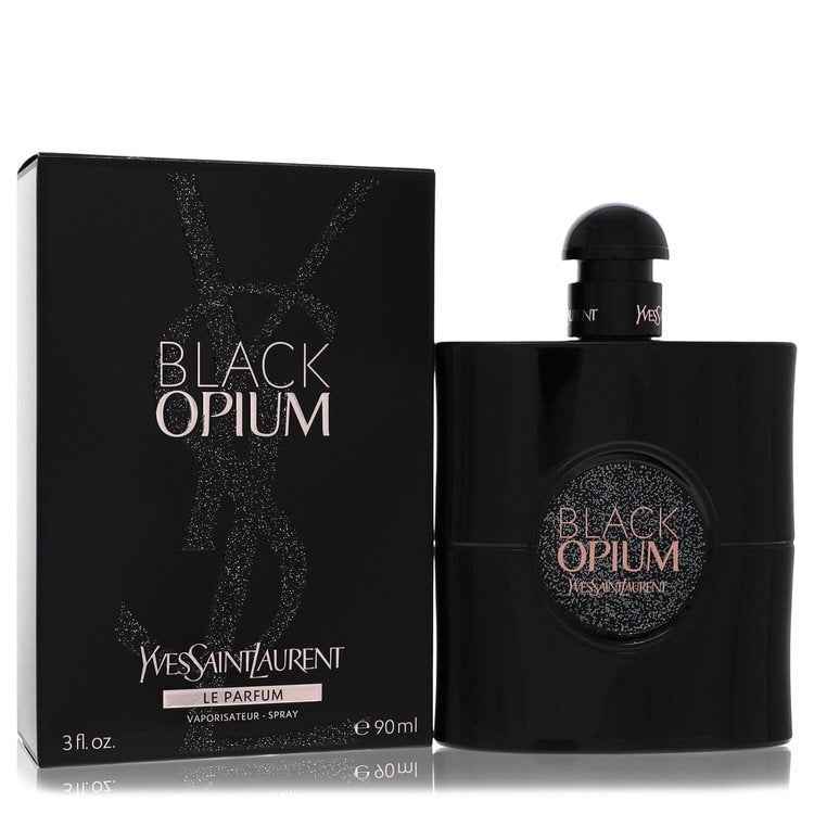 Yves Saint Laurent Black Opium Le Parfum Eau de Parfum spray for women, 3 oz bottle, sleek black packaging.