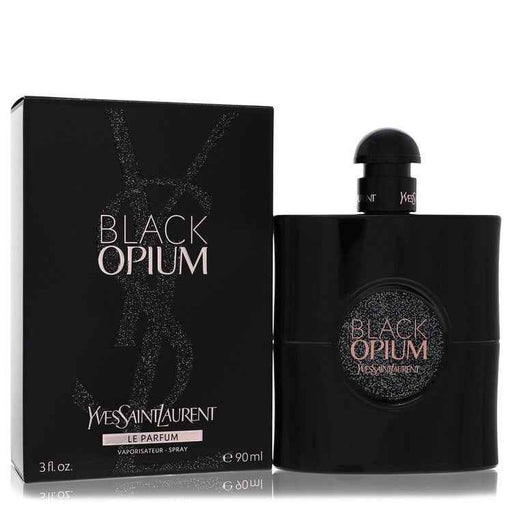 Yves Saint Laurent Black Opium Le Parfum Eau de Parfum spray for women, 3 oz bottle, sleek black packaging.