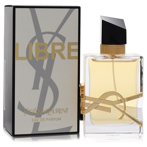 Yves Saint Laurent Libre Eau de Parfum spray for women, 1.6 oz bottle with elegant black and gold packaging.