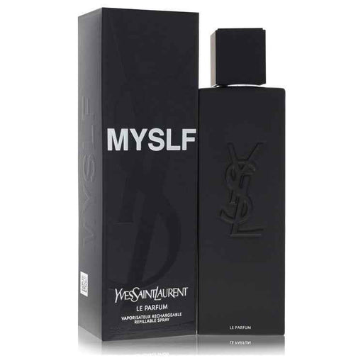 Yves Saint Laurent Myslf Le Parfum Spray for Men, 3.3 oz bottle with sleek design, showcasing the fragrance bottle.