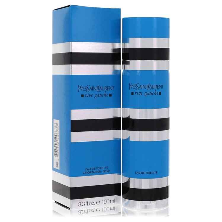 Yves Saint Laurent Rive Gauche Eau de Toilette spray for women, 3.3 oz bottle with elegant packaging and branding.
