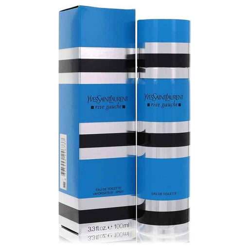 Yves Saint Laurent Rive Gauche Eau de Toilette spray for women, 3.3 oz bottle with elegant packaging and branding.